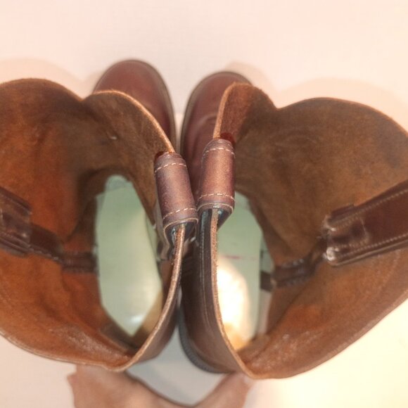 JUSTIN Men's Sz 9.5D Brown Leather Pull-on Round Toe Western Work Boots - Picture 10 of 12